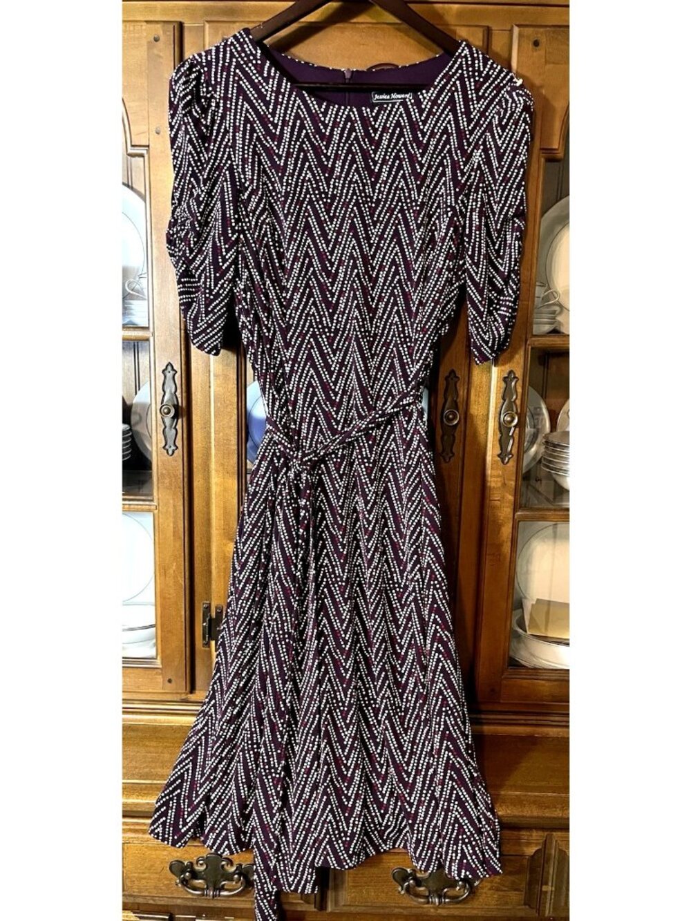 Jessica Howard Purple Dotted Dress Size 14 Y2K Style Office Career Modest